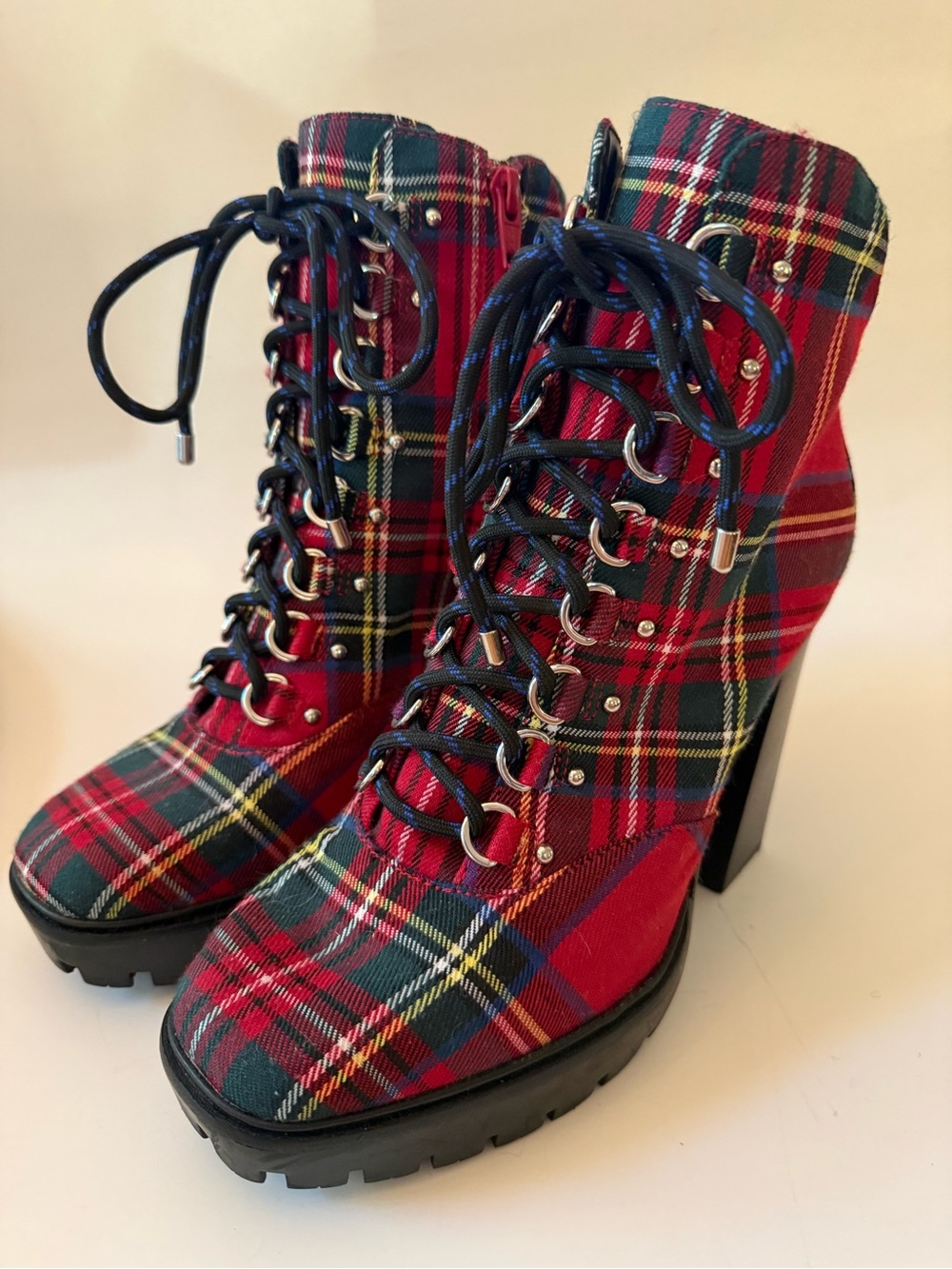 Gianni Bini Plaid Platform “Hiker” Boots
